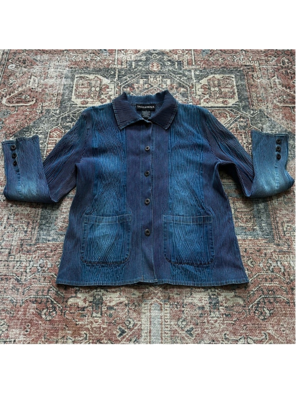 VTG 90s Talk of the Walk Stretch Denim Button Down/Size XL